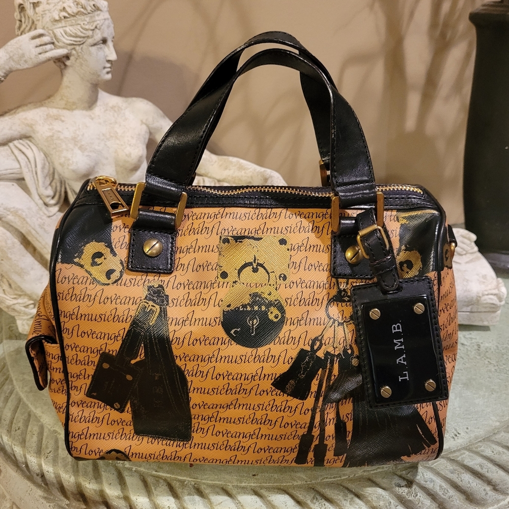L.A.M.B. Trompe L'oeil Satchel Love Angel Music Baby Bag Designer Celebrity #366